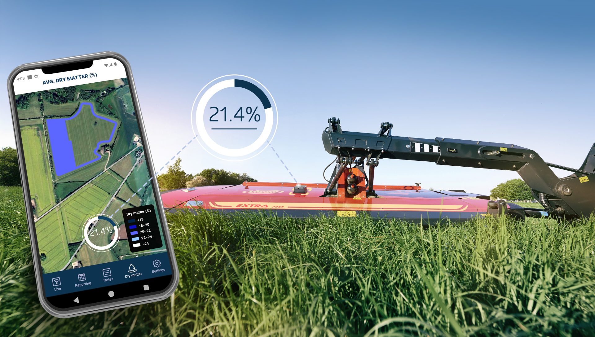 Dry matter sensor for Vicon disc mowers