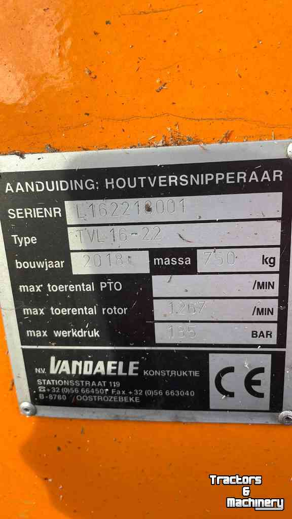 Wood shredder VanDaele TVL 16-22