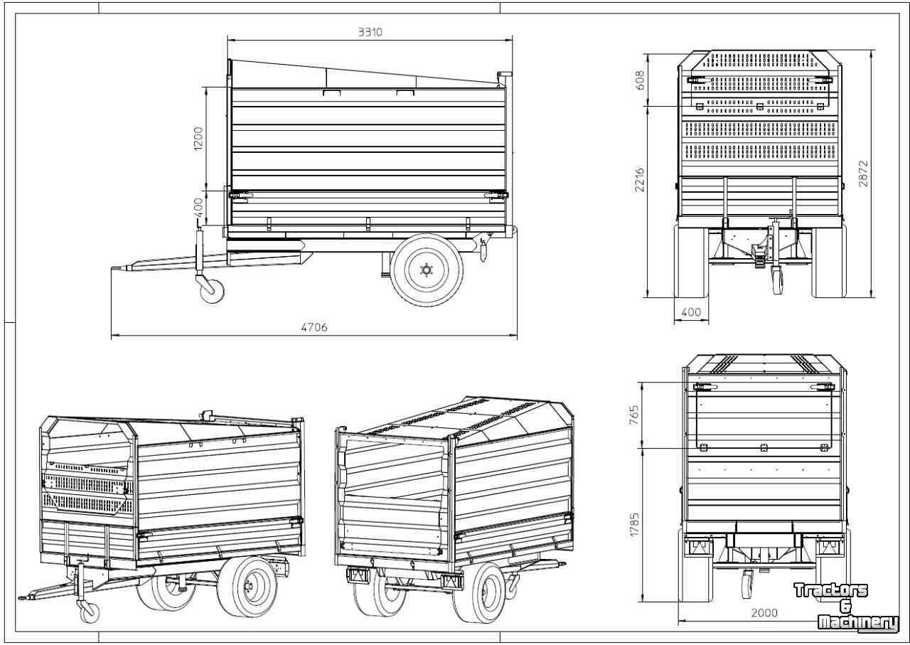 Woodchip trailer Jako Tiger 35 snipperkipper voor houtversnipperaar